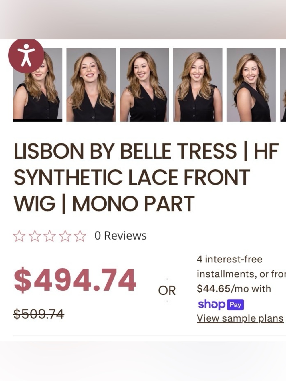 Belle Tress Lisbon in macadamia Latte -R monofilament part brand new in box - Picture 15 of 15